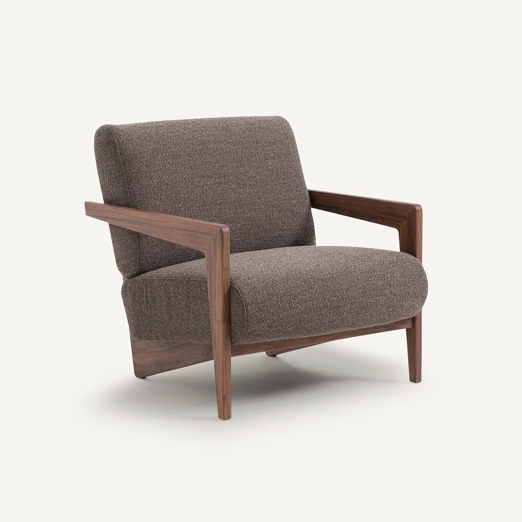 Fauteuil in massief notenhout en bouclette, Izag