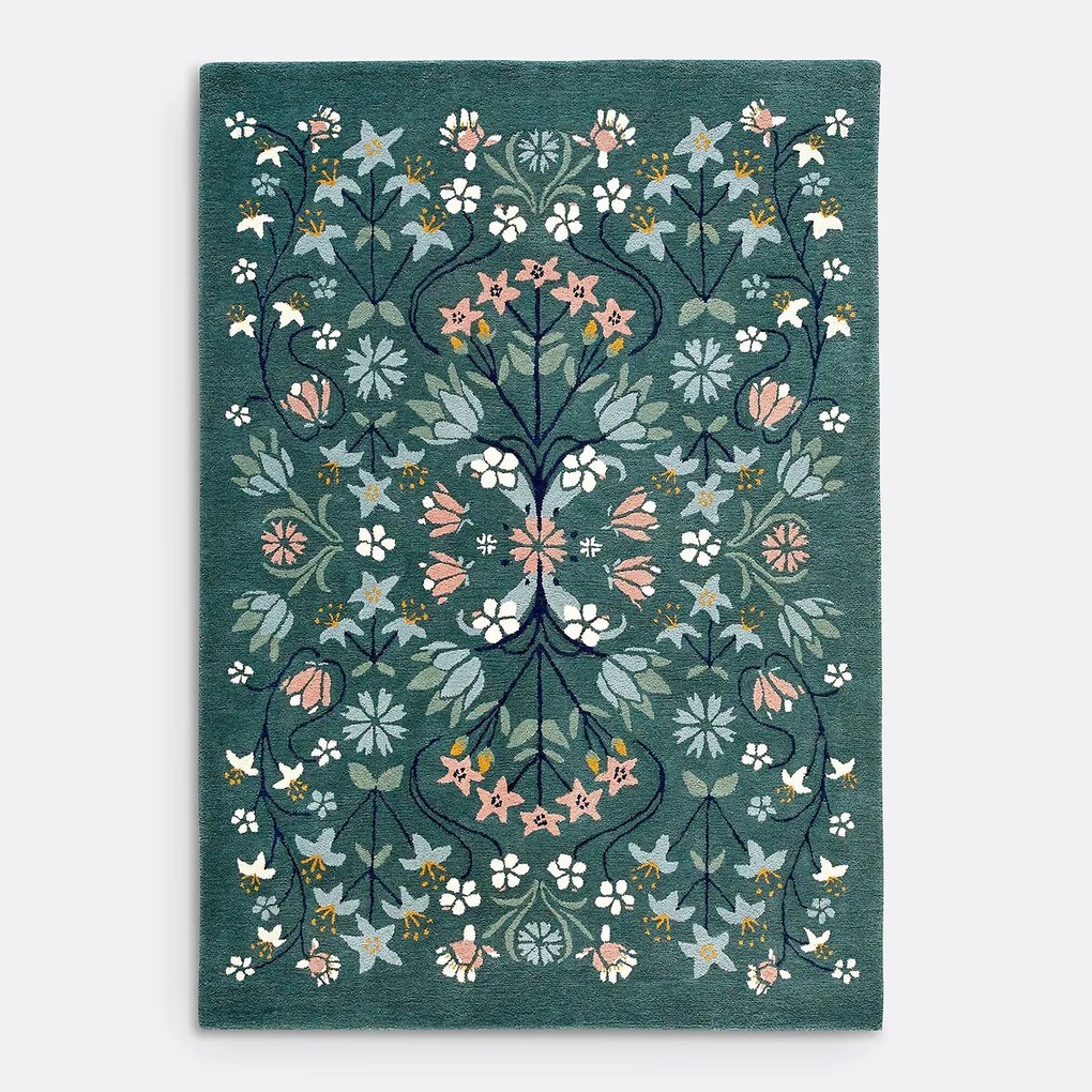 Vloerkleed, bloemmotief, 100% wol, KEILA