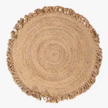 Ronde Vloerkleed Van Jute Ondes Ø100 Cm - Sklum