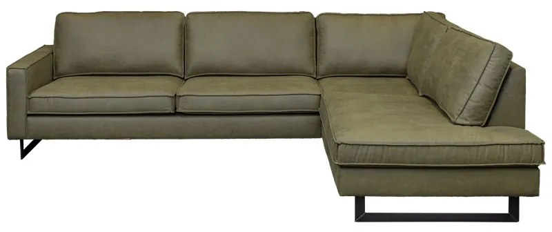 Hoekbank / Loungebank Riverdance | Rechts | Leer Dalton groen 14 | 2,90 x 2,17 mtr