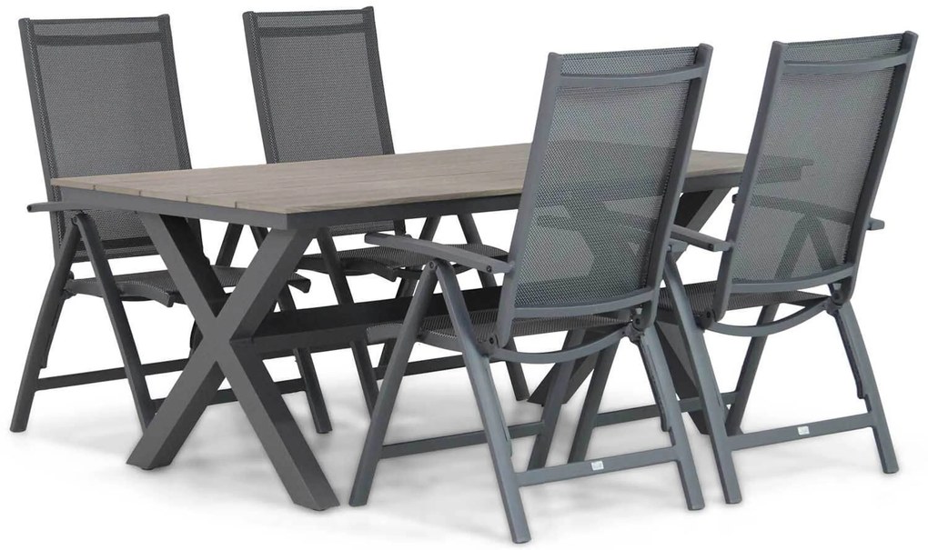 Tuinset 4 personen 180 cm Aluminium/Textileen /Aluminium/textileen Grijs Presto Vasto/Forest