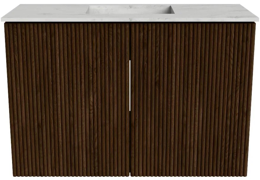 Mondiaz Joya DLux 60cm toiletmeubel walnut met wastafel faye midden zonder kraangat opalo
