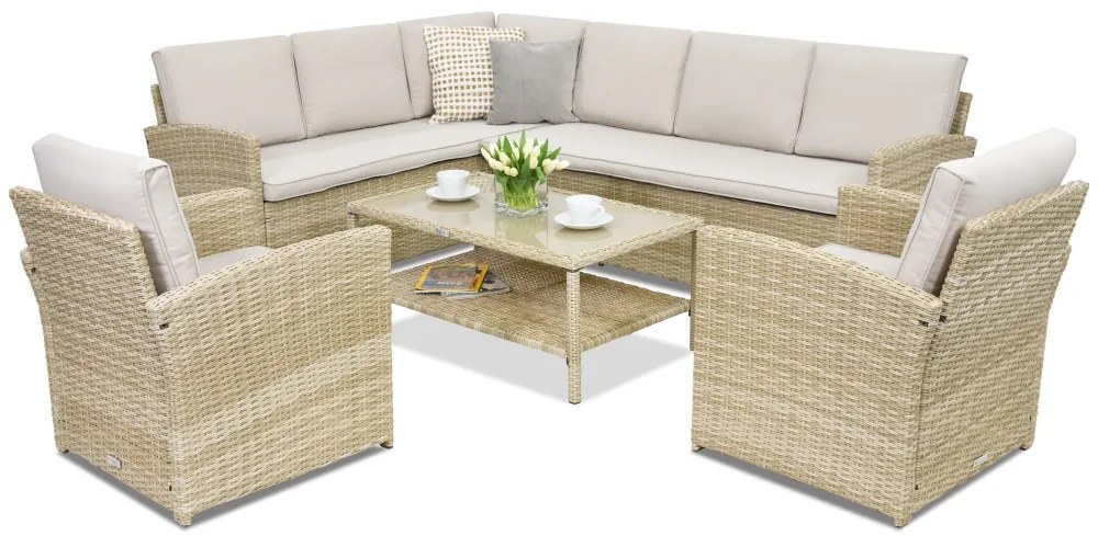 Monaco Hoek 7 Tuinpunt tuinmeubelen beige