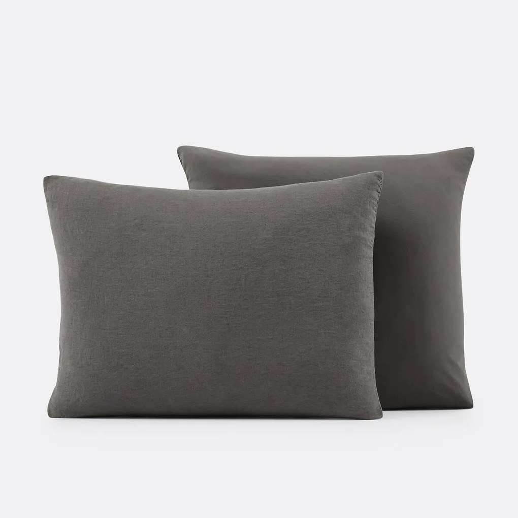 Dubbelzijdige kussensloop in gewassen linnen en gewassen katoen, Annaba