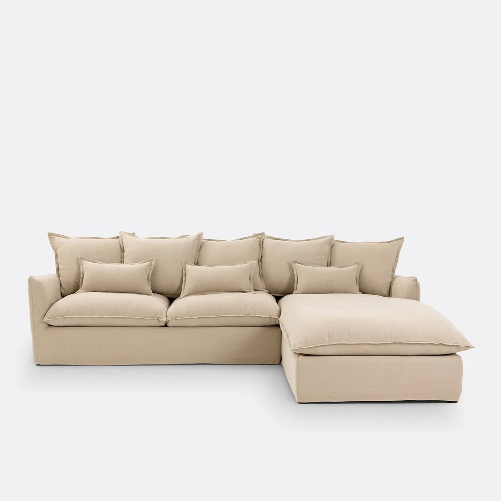 4-zits hoekbank met afneembare hoezen, in dik linnen, Odna