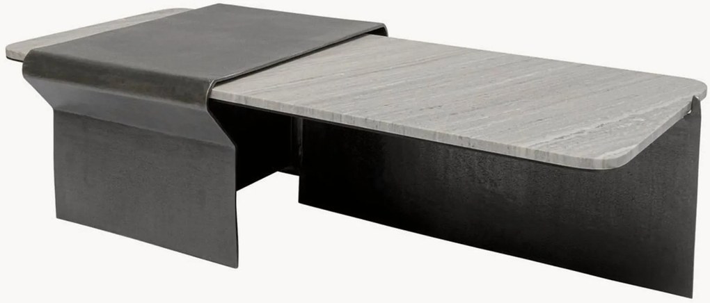 Handgemaakte salontafel Montagna met marmeren tafelblad