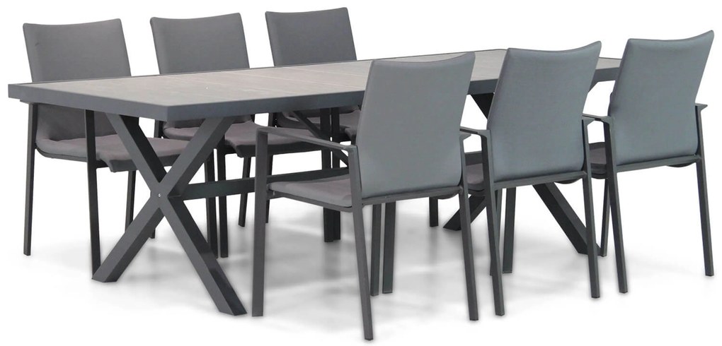 Tuinset 6 personen 245 cm Aluminium/textileen Grijs Lifestyle Garden Furniture Rome/Crossley