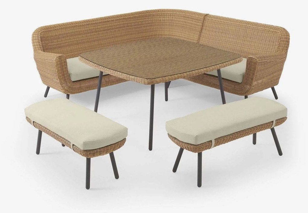 The Outsider Hoek Lounge Diningset - Jonah - Wicker - Naturel - The Outsider