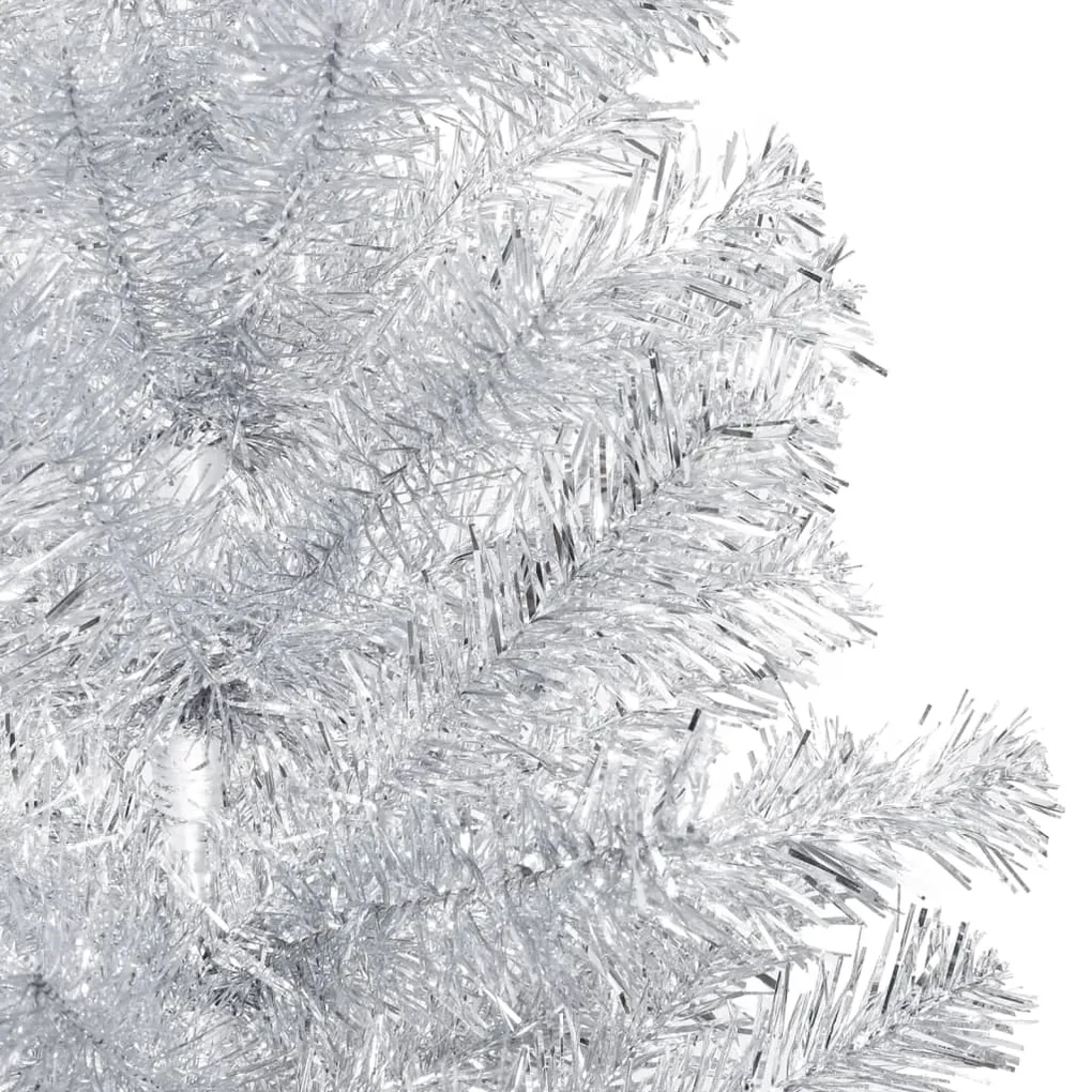 vidaXL Kunstkerstboom met LED's en kerstballen 240 cm PET zilverkleurig