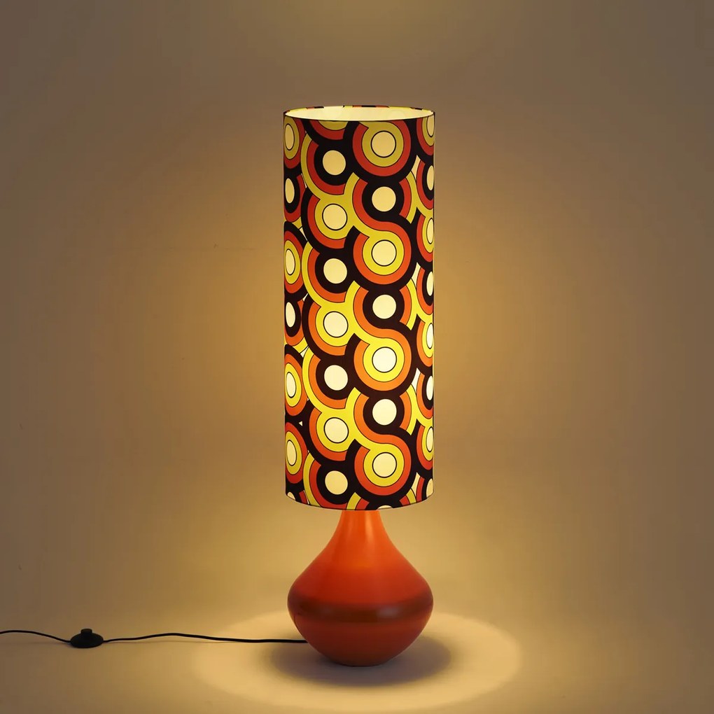 Retro vloerlamp oranje met stoffen kap multicolor - Mina
