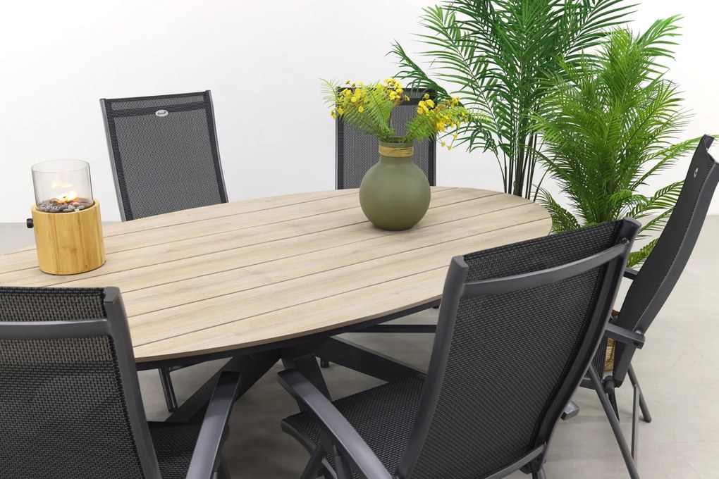 Hartman Salvatore/GI Edison 6-persoons ovale verstelbare tuinset 220x115 cm.