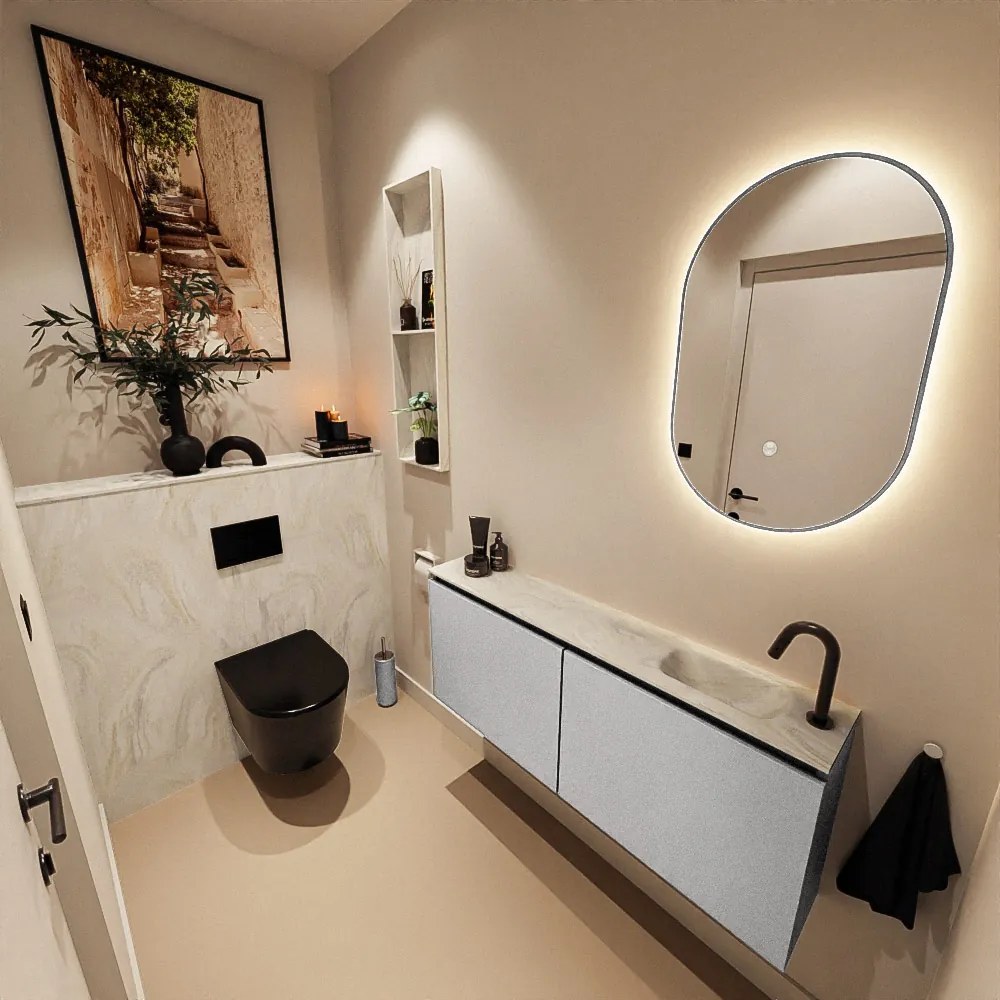 Mondiaz Ture DLux toiletmeubel 120cm plata met wastafel ostra rechts met kraangat