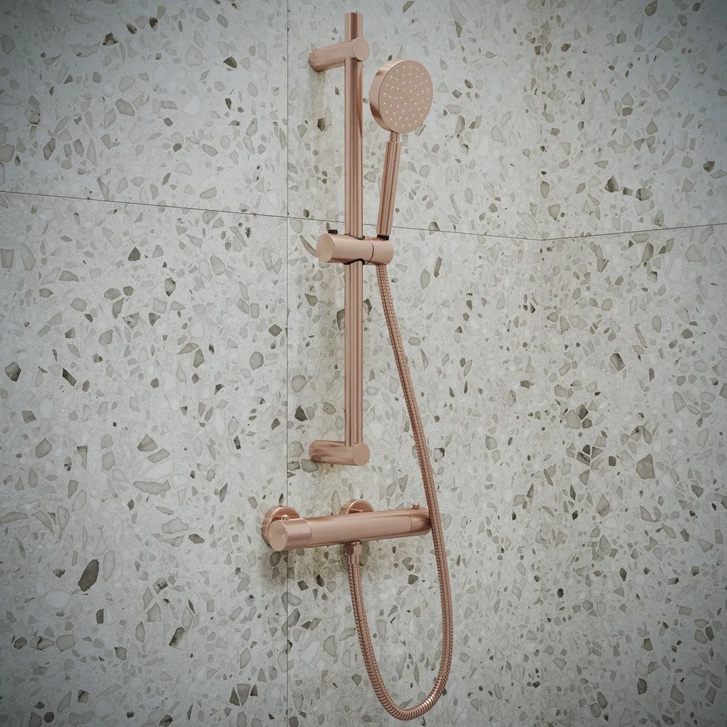 Saniclear Copper Curved opbouw douchethermostaat geborsteld koper