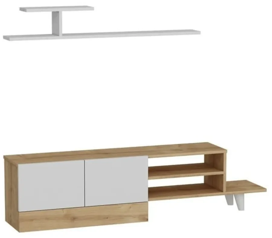 Homemania Tv-meubelset Derin 159,5x31,5x40 cm wit en eikenkleurig