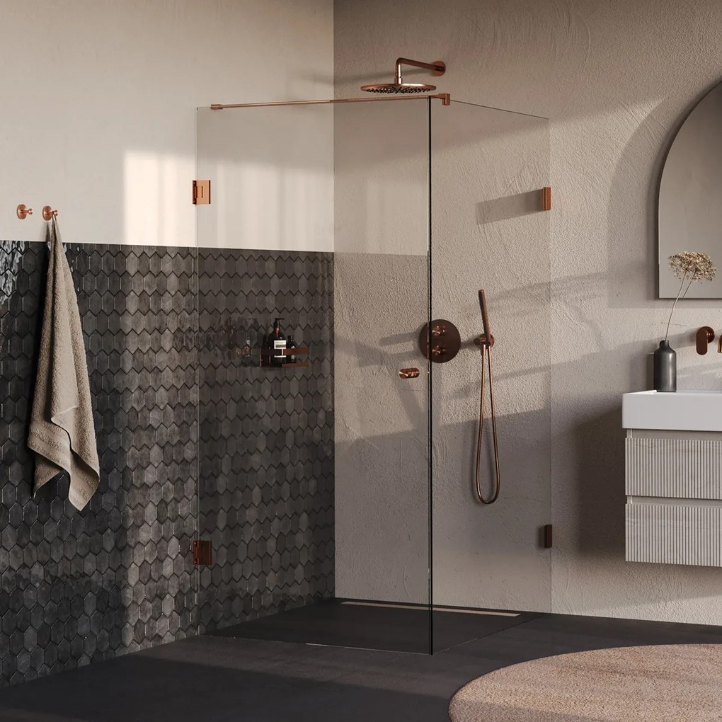 Brauer Void Carving profielloze douchecabine 90x120cm koper geborsteld PVD