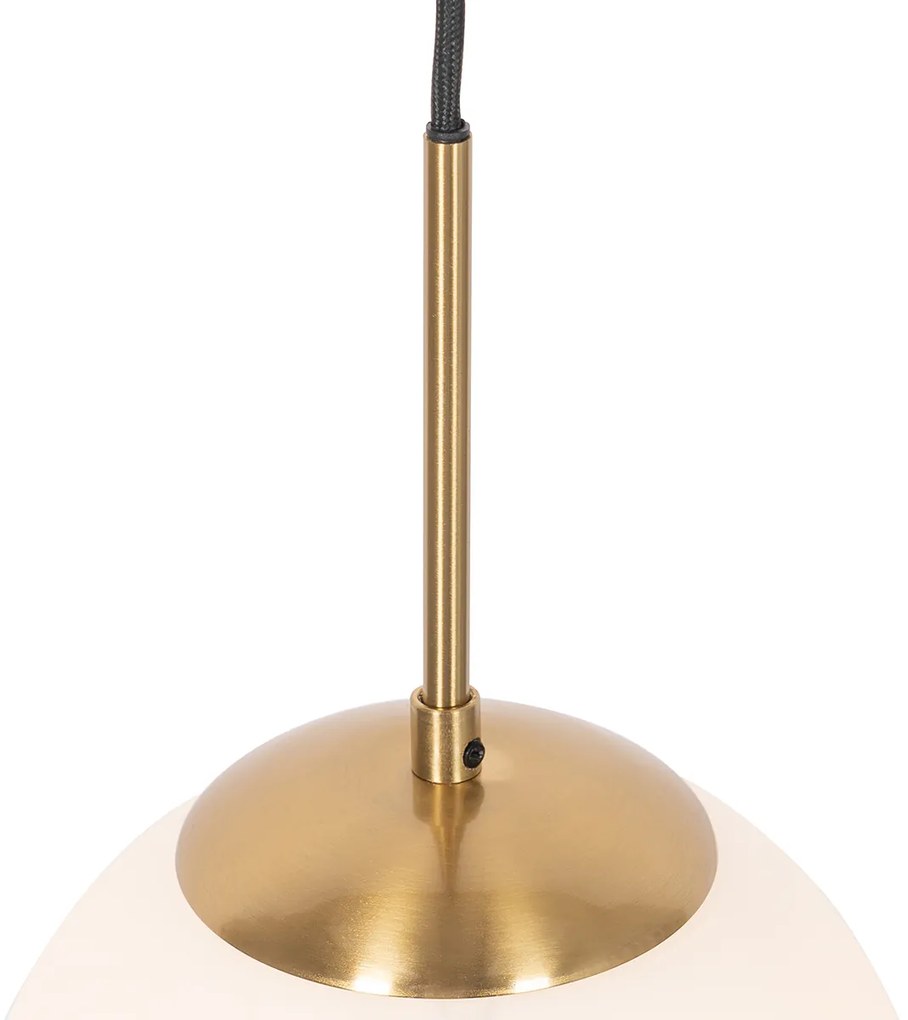 Art Deco hanglamp goud met opaal glas incl. rail adapter wit 1-fase - Slimline Flore Art Deco E27 bol / globe / rond Binnenverlichting Lamp