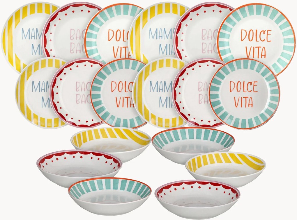 Serviesset Viva L'Italia, 6 personen, 18-delig