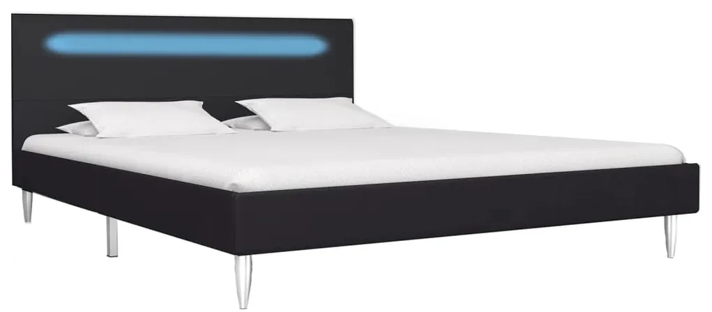 vidaXL Bedframe met LED stof zwart 140x200 cm