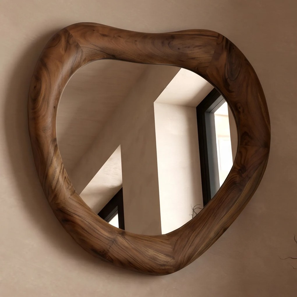 Driehoek Spiegel Acacia Hout - 101x62cm