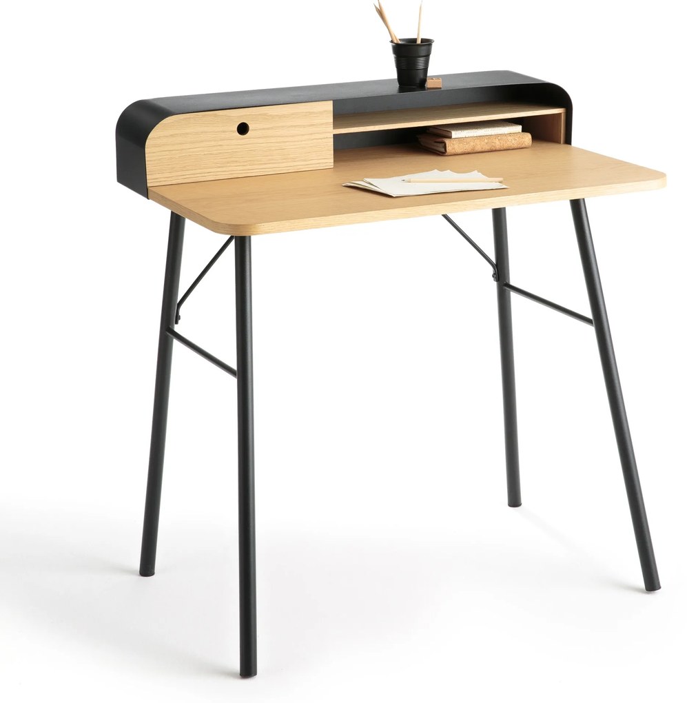 Bureau in metaal en fineer eik Jimi