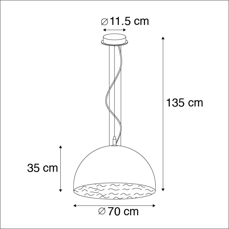 Industriële hanglamp zwart met goud 70 cm - Magna