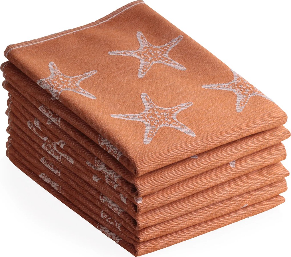 Theedoek oceaan– 6 stuks – 50×70 – terracotta