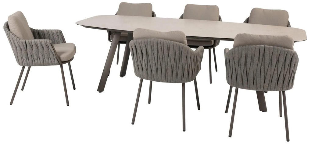 Taste by 4 Seasons Cannes tuinset terre met Manolo tafel 240 cm Tuinstoel   bruin weerbestendig