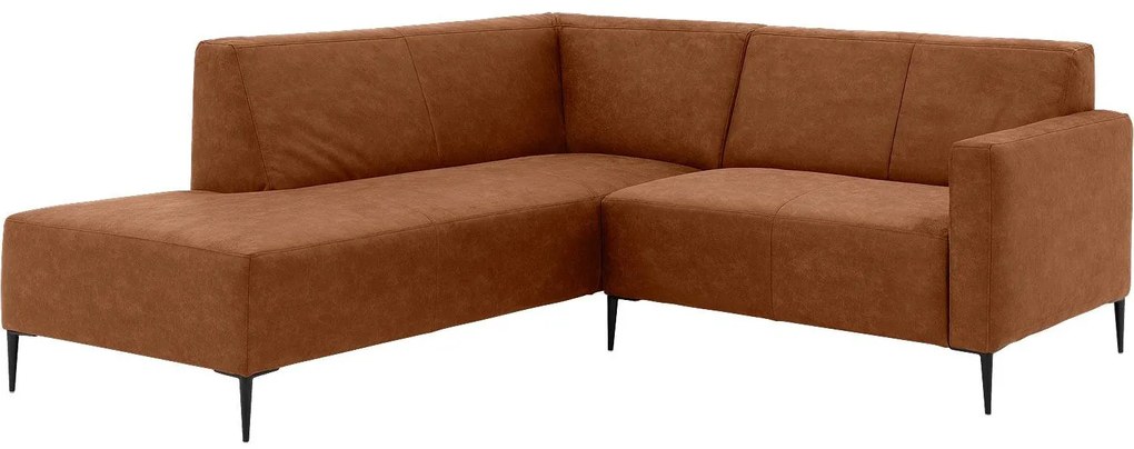 Goossens Key West cognac, micro leer, 2-zits, modern design met ligelement links