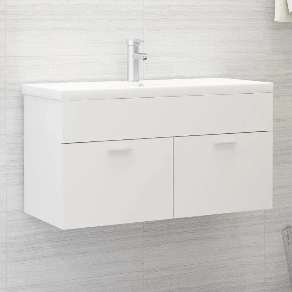 vidaXL Wastafelkast 90x38,5x46 cm spaanplaat wit