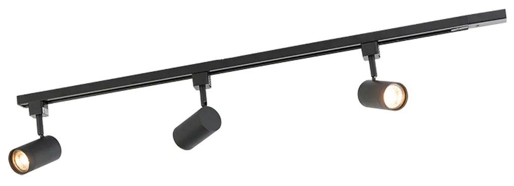 Modern railsysteem met 3 Spot / Opbouwspot / Plafondspots zwart 1-fase - Iconic Jeana Modern GU10 Binnenverlichting Lamp