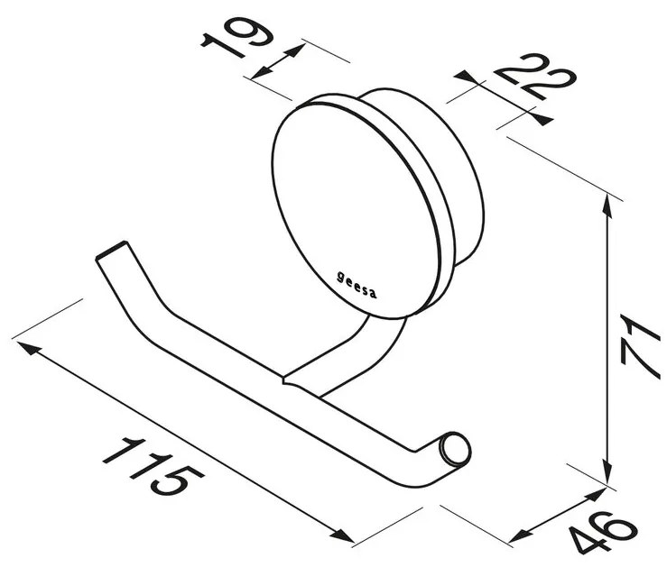 Geesa Opal handdoekhaak dubbel zwart