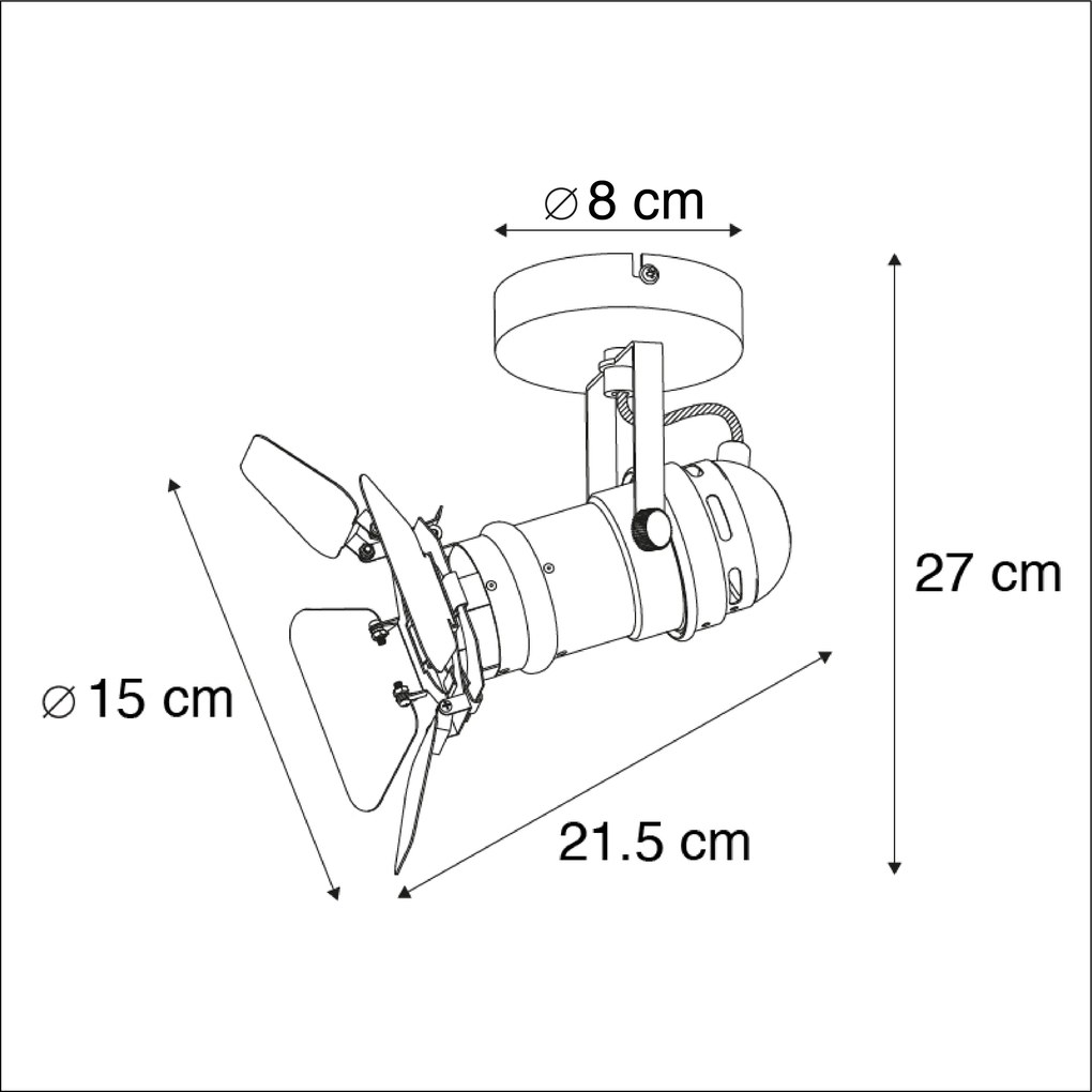 Industriele studiospot zwart GU10 met kleppen - Movie
