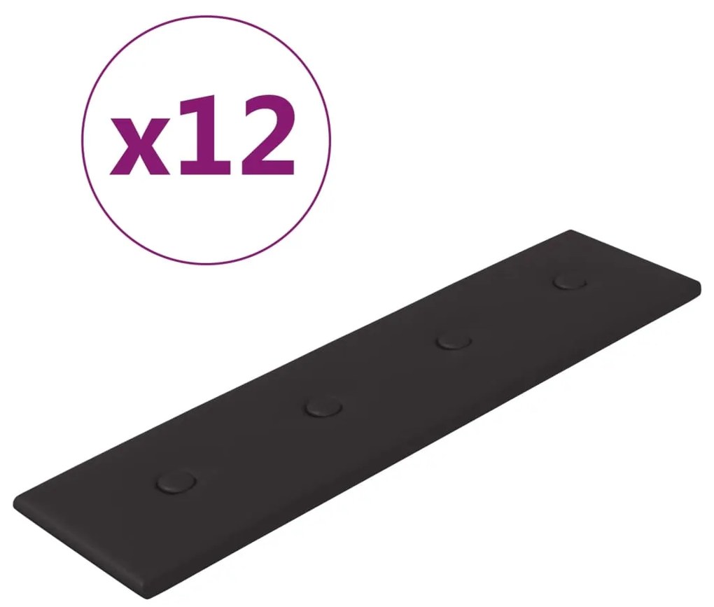vidaXL Wandpanelen 12 st 1,08 m² 60x15 cm kunstleer zwart