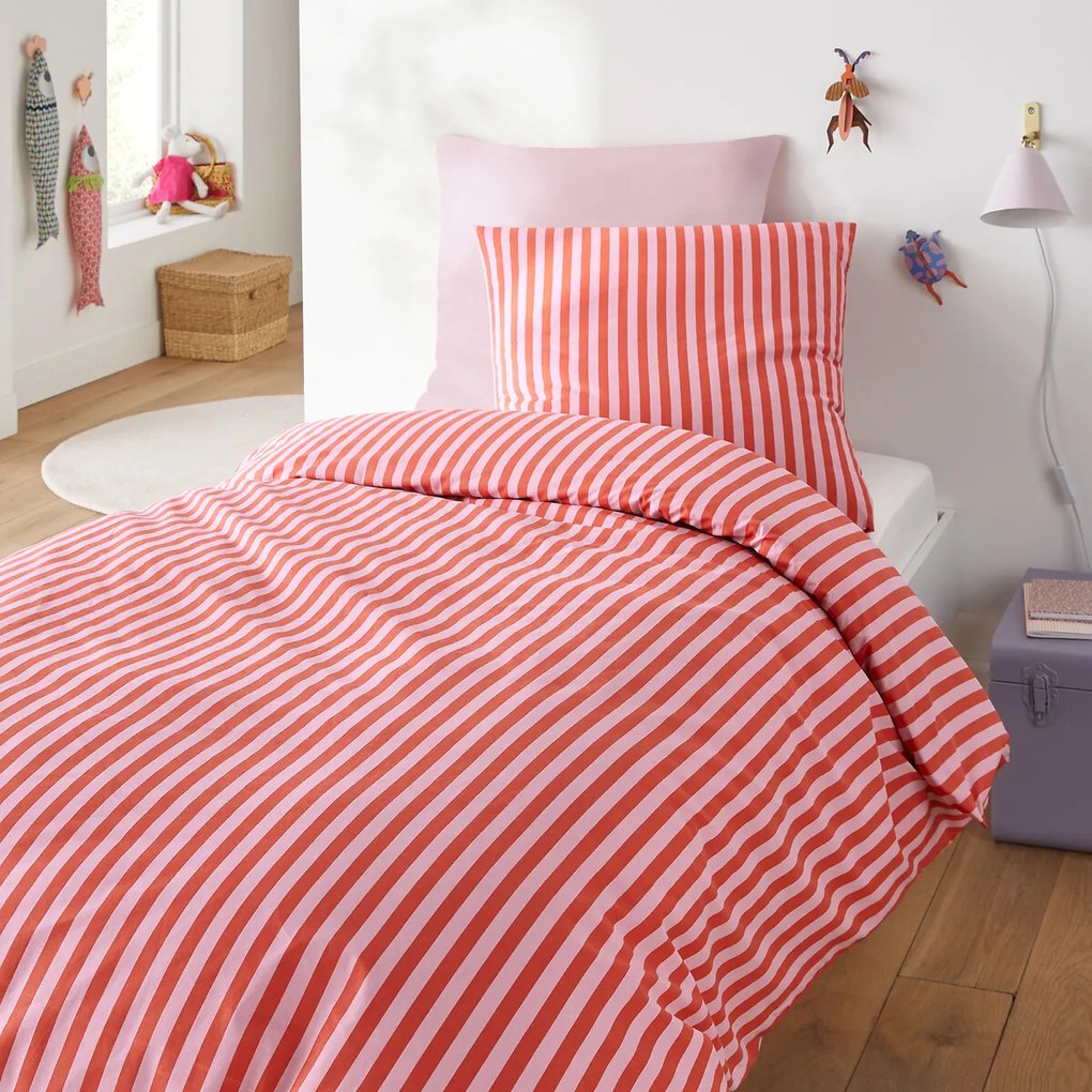 Bedset 50% gerecycled katoen, Sacha roze