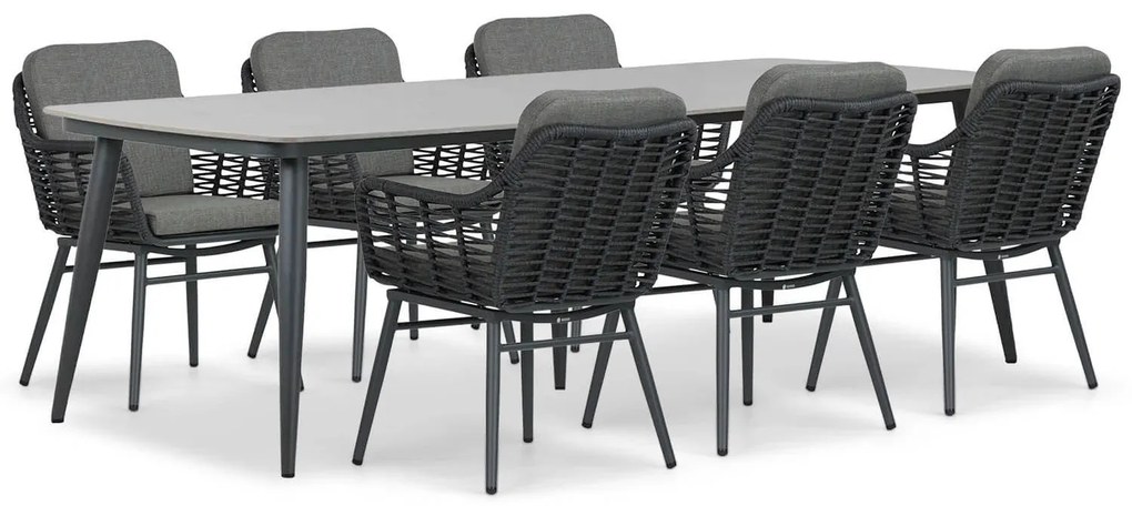 Tuinset 6 personen 240 cm Aluminium/wicker Grijs Coco Antoni/Vienna