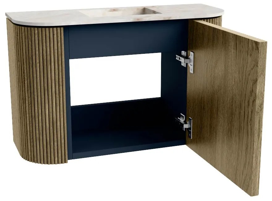 Mondiaz Joya DLux 65cm toiletmeubel ronding links/rechts dusk met wastafel faye midden zonder kraangat frappe