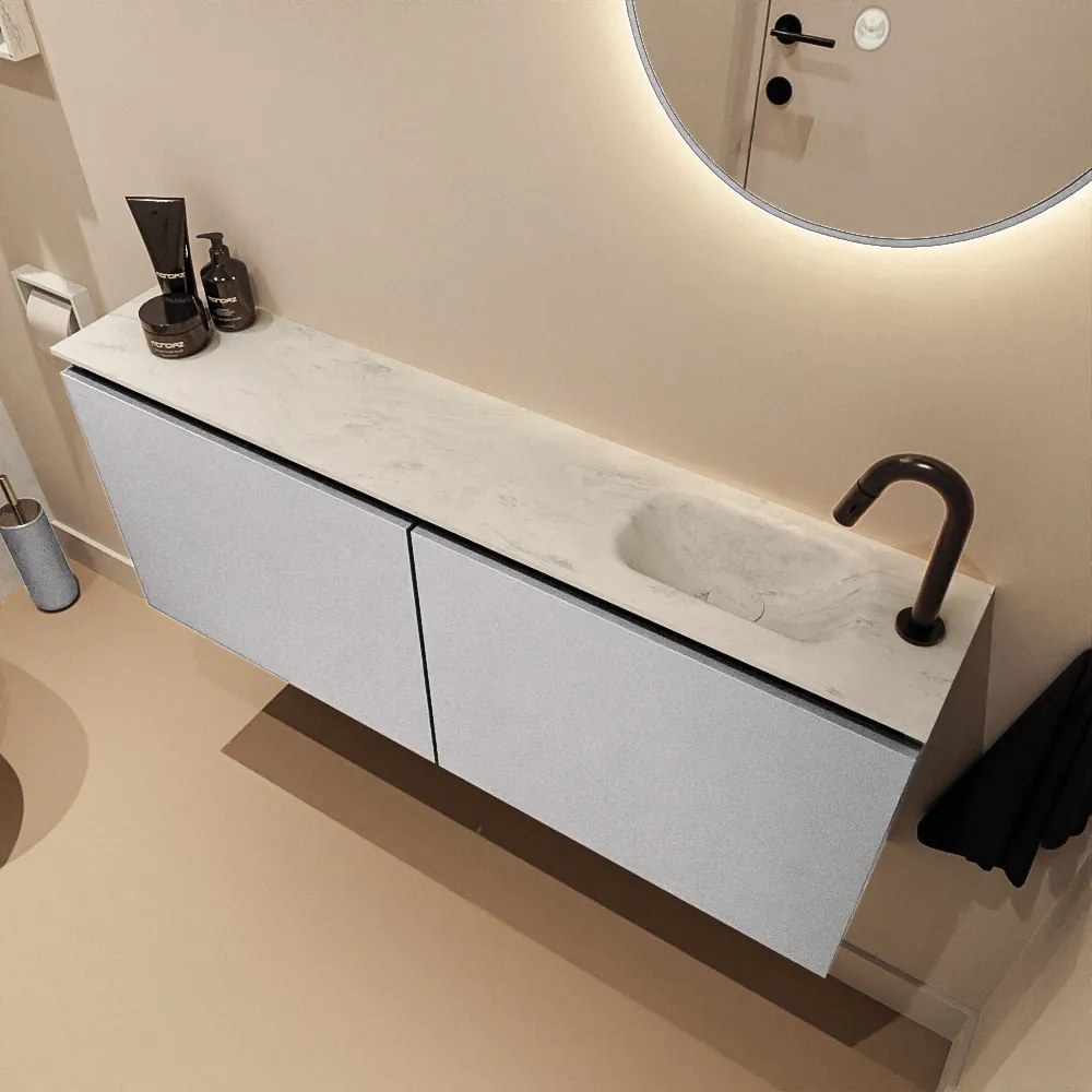 Mondiaz Ture DLux toiletmeubel 120cm plata met wastafel opalo rechts met kraangat