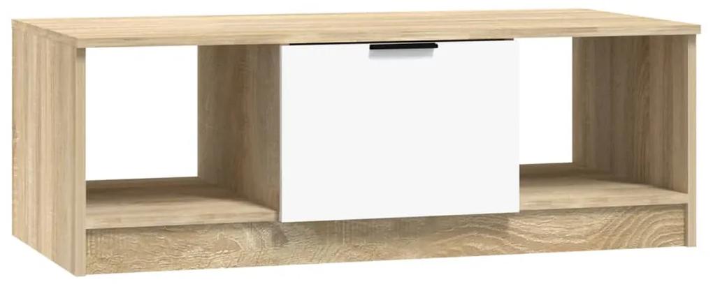 vidaXL Salontafel 102x50x36 cm bewerkt hout wit en sonoma eikenkleurig