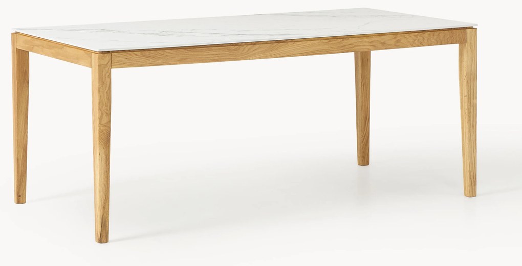 Eettafel Jackson met tafelblad in marmerlook, verschillende formaten, beige