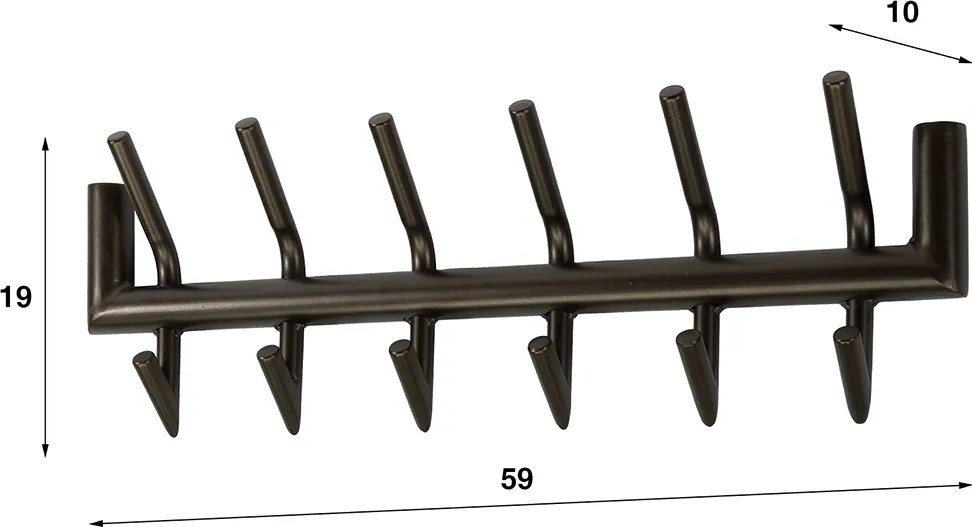 Dubbele Wandkapstok 6 Haaks Bruin