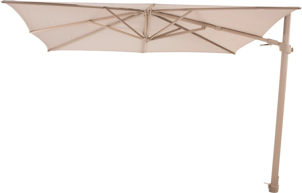 4-Seasons zweefparasol Siesta Premium 300 x 300 - Latte met Murcia voet en hoes