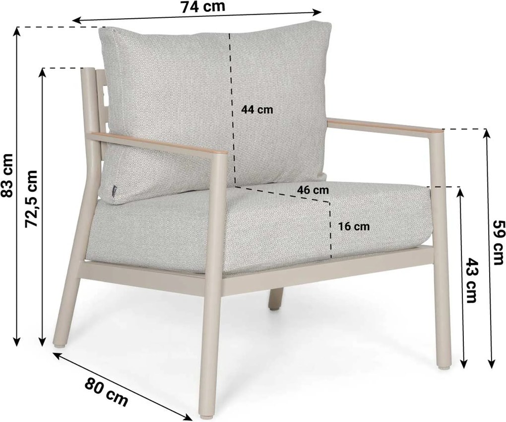 Stoel en Bank Loungeset 5 personen Aluminium Taupe Lifestyle Garden Furniture Verano