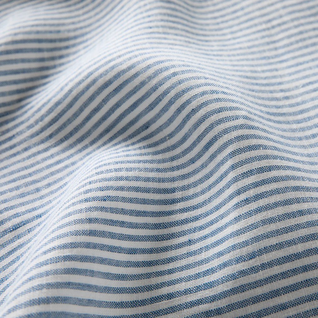 Plat laken in gewassen Lina, Limona blauw