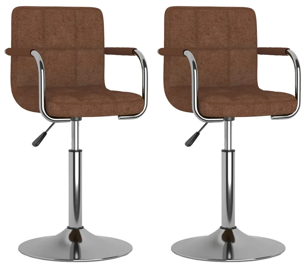vidaXL Eetkamerstoelen 2 st draaibaar stof bruin