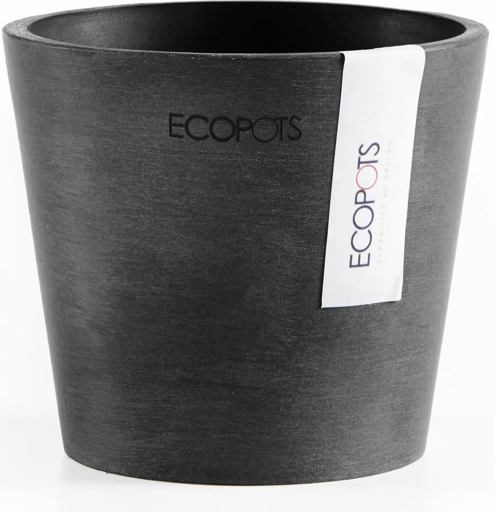 Ecopots Amsterdam 10,5 - Dark Grey - Diameter 10,5 x H9,2 cm - Ronde donkergrijze bloempot