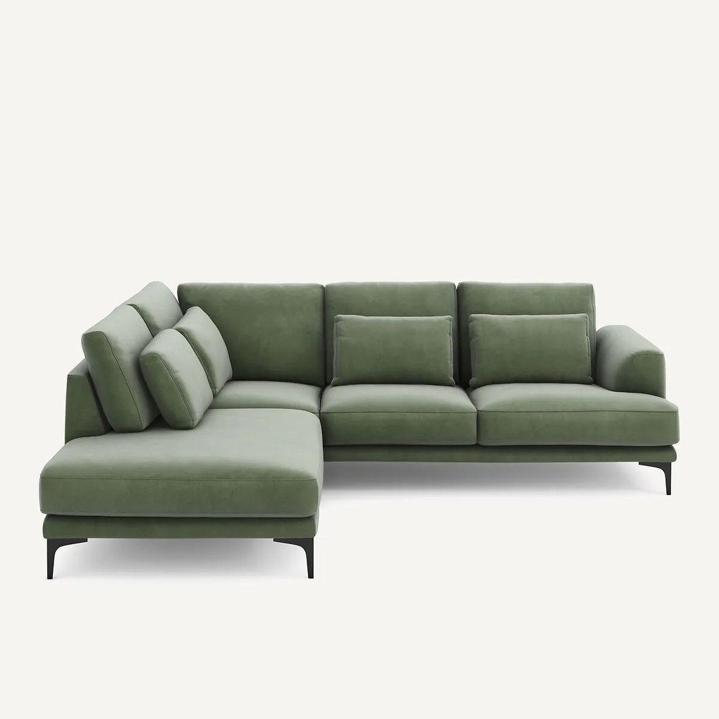 Rechtse hoekbank met leuning in fluweel, Marsile