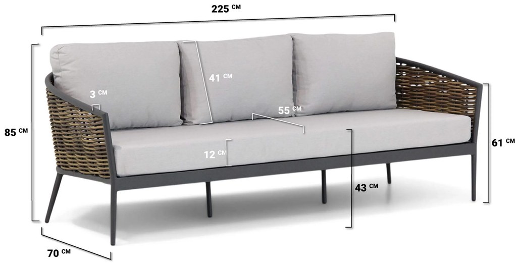 Stoel en Bank Loungeset 5 personen Aluminium Taupe Coco Coco Palm