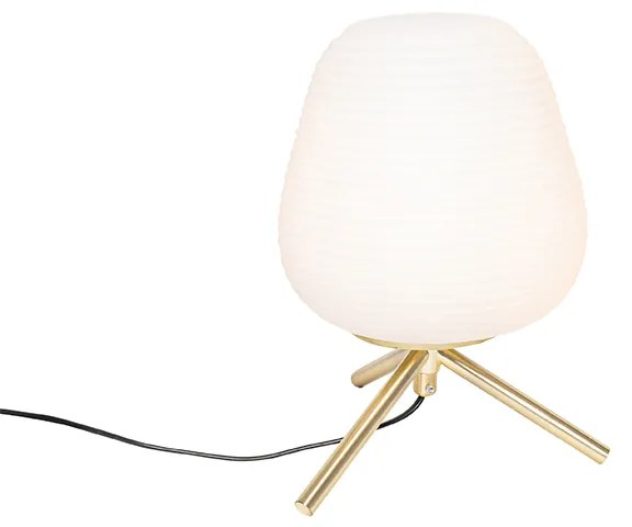 Design tafellamp goud 20 cm met opaal glas - Hero Design, Art Deco E27 rond Binnenverlichting Lamp