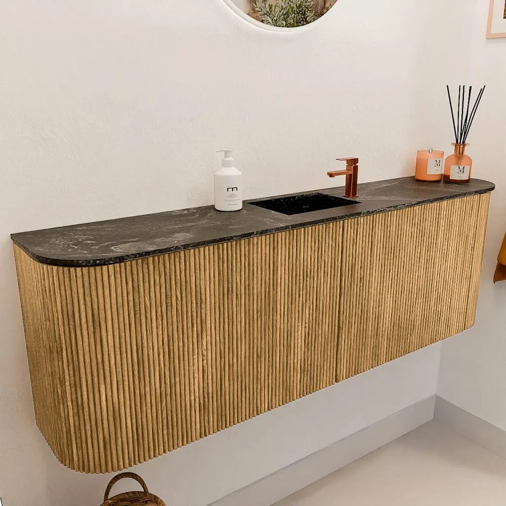 Mondiaz Joya DLux 125cm toiletmeubel ronding links/rechts oak met wastafel faye midden 1 kraangat lava