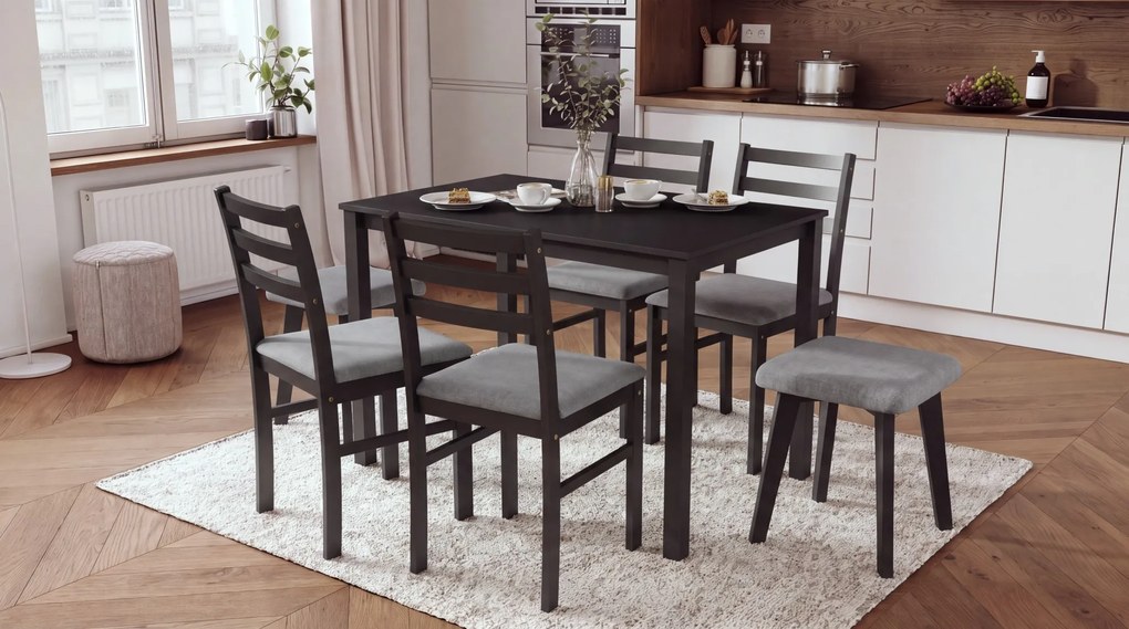 Mazzoni MILO Lichtgrijs (stof Sawana 21)/zwart beuken onderstel - VIERKANTE GESTOFFEERDE KRUK VOOR KEUKEN/WOONKAMER